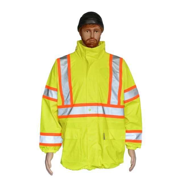 High Visibility PU/Knit Polyester Hi-Vis Jacket with 3M Reflective Tape – Yellow/Orange